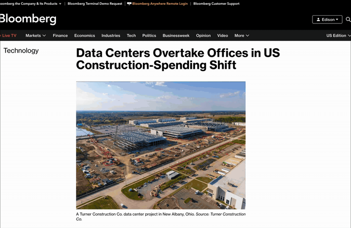 Data centers overtake offices in US construction spending